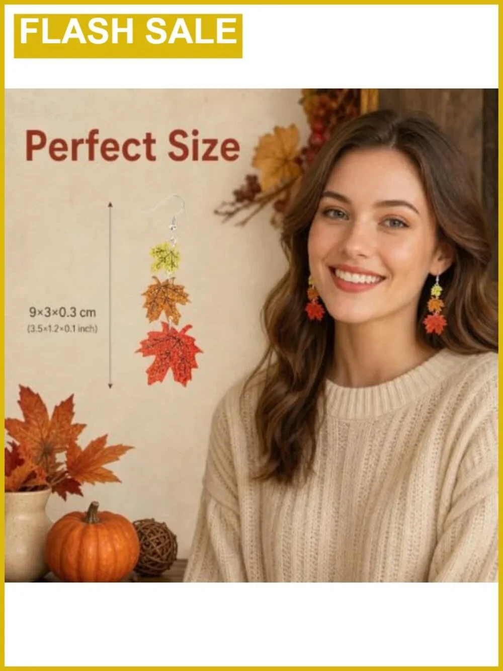 Thanksgiving Drop Earrings Maple Leaf Acrylic Stainless Steel Fall Jewelry